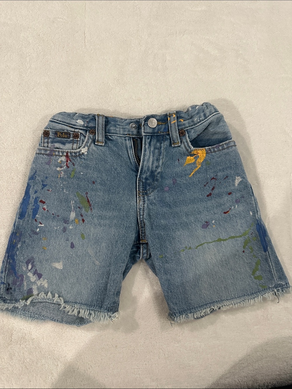 Polo by Ralph Lauren Light Blue Denim Paint-Splatter Shorts